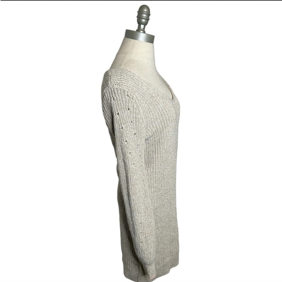 Abercrombie & Fitch Oatmeal Sand Long Sleeve Knit Tunic Sweater Dress Small Tall - Picture 7 of 10